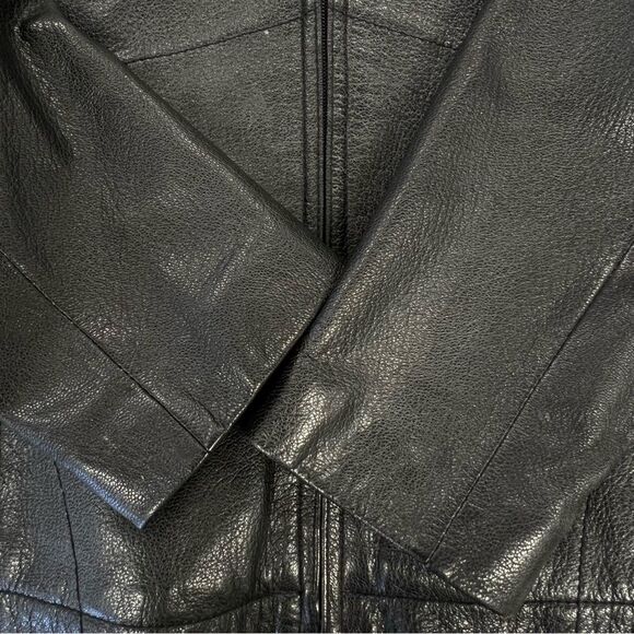 Kenneth Cole Reaction Women’s Black Leather Zip Jacket LARGE Minimalist Classic - Picture 10 of 14